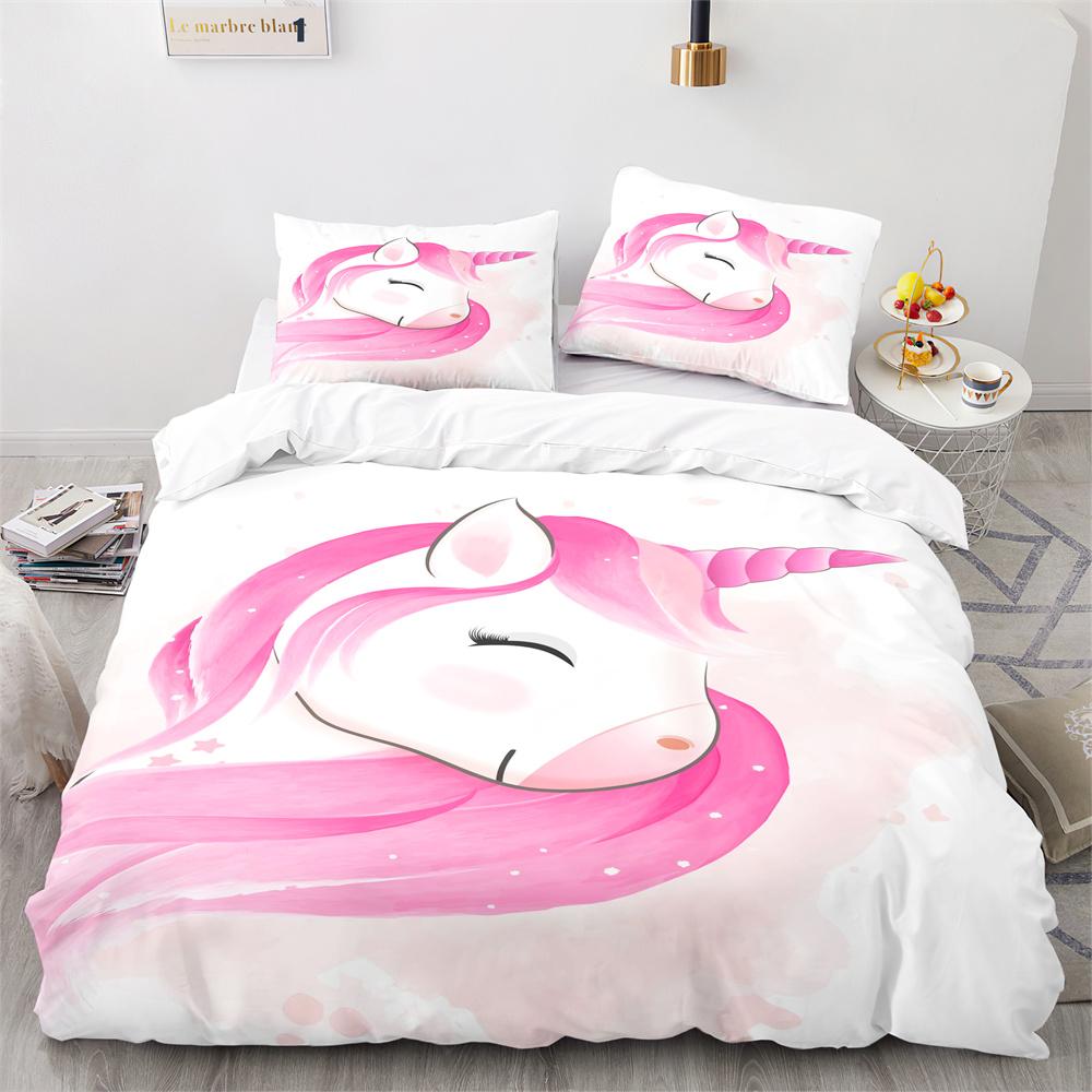 Unicorn Horse Duvet Cover Set Wild Animals Pattern Polyester Quilt Cover King Full Twin Size For Kids Boys Girls Bedding Set