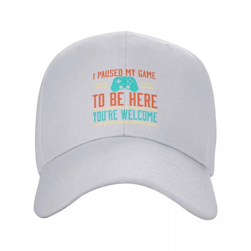 Custom Gamer Paused My Game To Be Here Video Gaming Gift Baseball Cap Hip Hop Women Unisex Adjustable Dad Hat Summer Snapback Caps