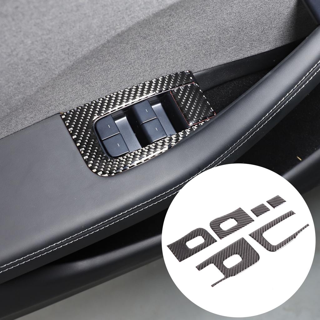 Carbon Fiber Window Lift Switch Button Trim Sticker For Tesla Model 3 23-24