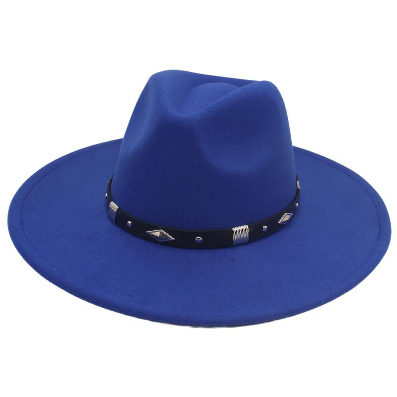 Big Brim Rhombus Metal Belt Accessories Jazz Hat Men'S And Women'S British Style Top Hat