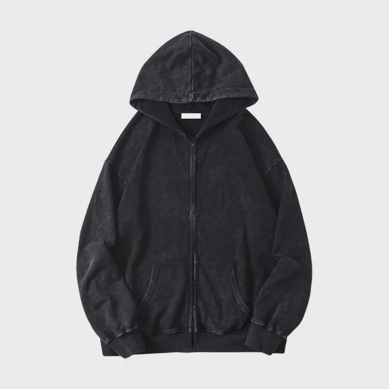 Pánské tričko s krátkým rukávem v jednobarevné úpravě s distressed efektem - Evropský a americký letní streetový styl