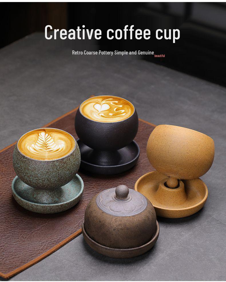 Keqi Retro Handcrafted Ceramic Coffee Cup & Saucer Set for Home & Office Tea