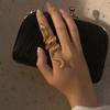 Exaggerated Snake Print Finger Band, Adjustable Open Snake Ring, Three-Dimensional Winding Design Animal Ring for Jewelry Gift