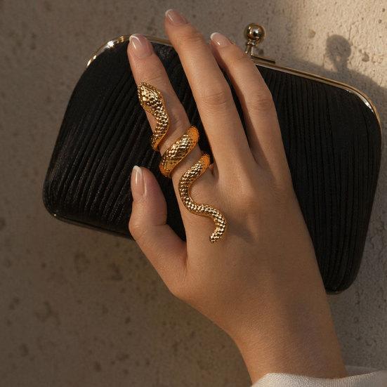 Exaggerated Snake Print Finger Band, Adjustable Open Snake Ring, Three-Dimensional Winding Design Animal Ring for Jewelry Gift