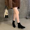 Low-heeled suede square-headed short boots women's 2025 autumn and winter new temperament suede women's boots, wedge-heeled rear zipper fashion boots