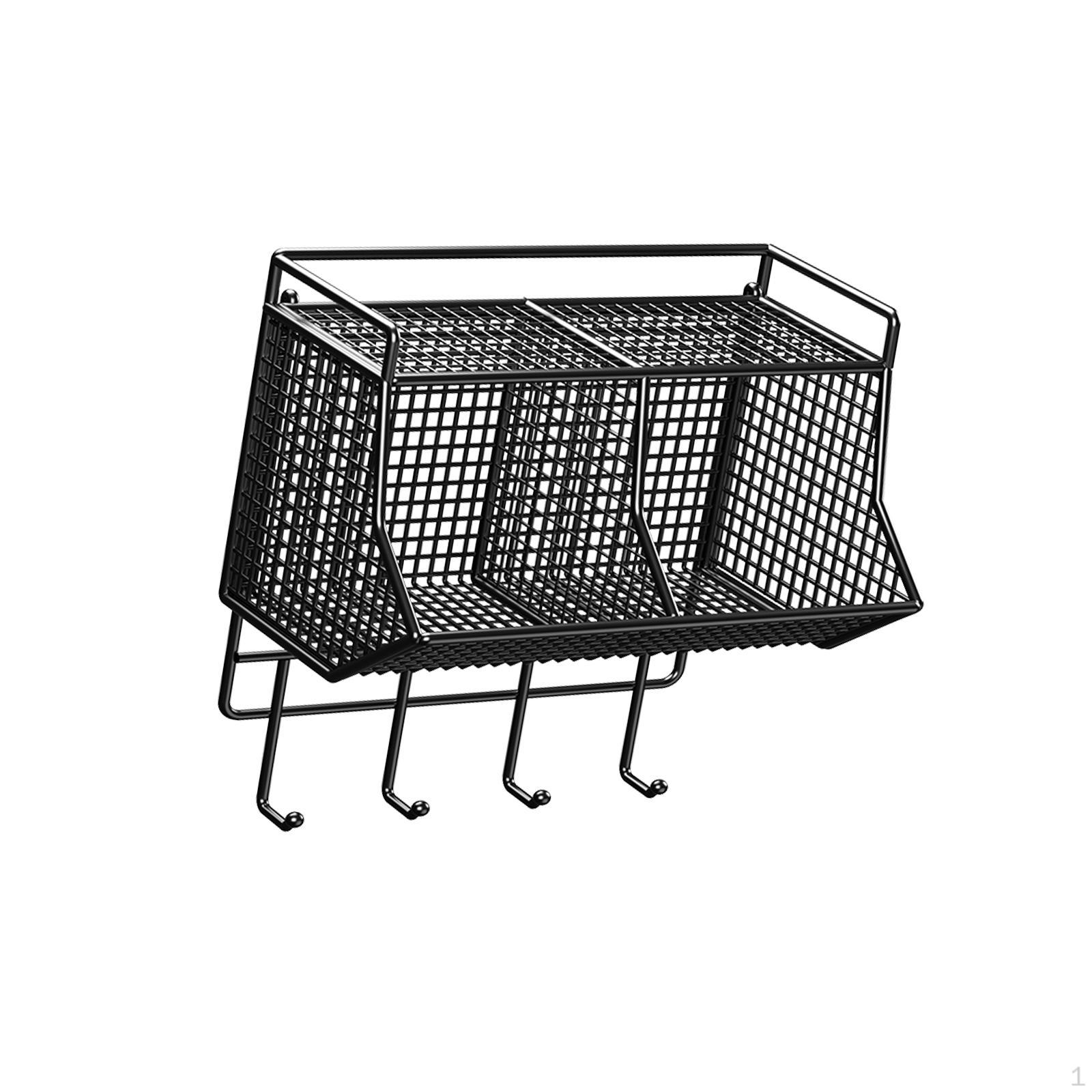 2 отделения Держатель для имбиря и чеснока Хранение продуктов Декор Подвесной настенный органайзер Кухонная полка для ванной чёрный