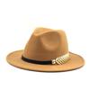Europe, America, autumn and winter new woolen top hat retro gentleman and gentleman jazz flat brim felt straight edge big eaves hat