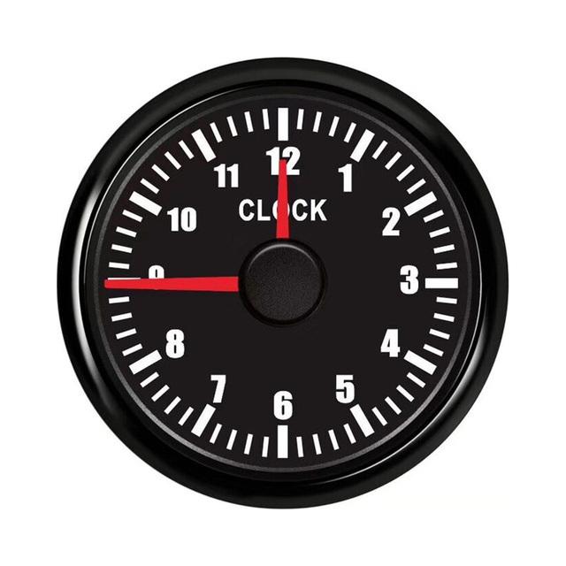 AD 52mm Clock Gauge with Red Backlight 0-12 Hours Hourmeter Instrument Hour Meters for Car Boat Yacht Show Clock Meters 9-32V