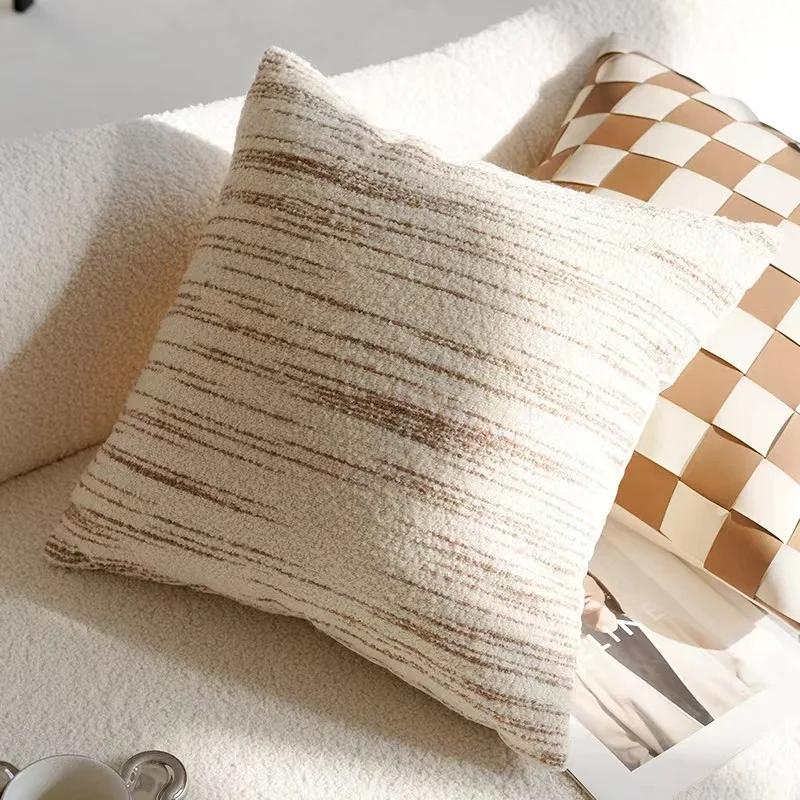 45x45CM Bruine Vintage Scandinavische Sierkussenhoes Crème Lichte Luxe Bankkussen Taillehoes Eenvoudige Decoratieve Kussenhoes 45x45cm