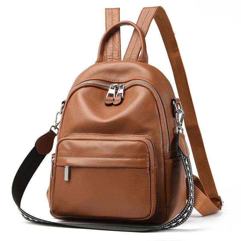 New schoolbag versatile tide women's large-capacity travel backpack first layer cowhide backpack women's genuine leather women's bag