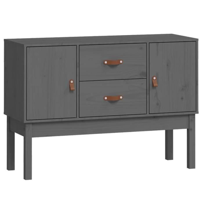 823526 vidaXL Buffet Grey 110x40x78 Cm Solid Pine Wood