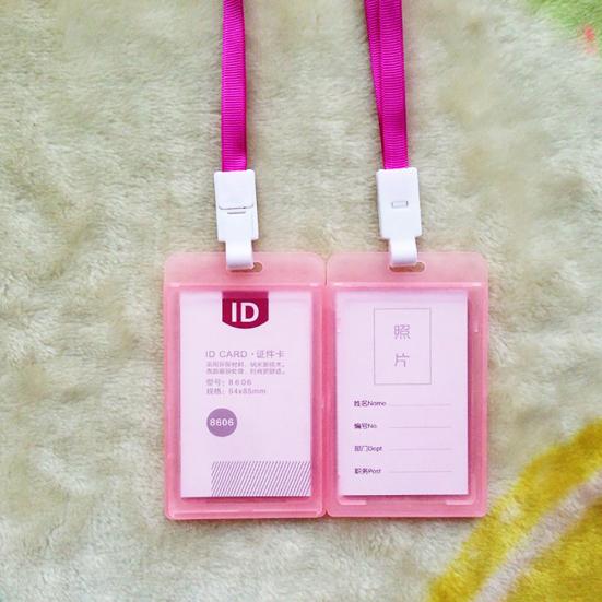 Portacarte d'identità da tasca in plastica rigida Porta badge Porta nome Laccetto da collo