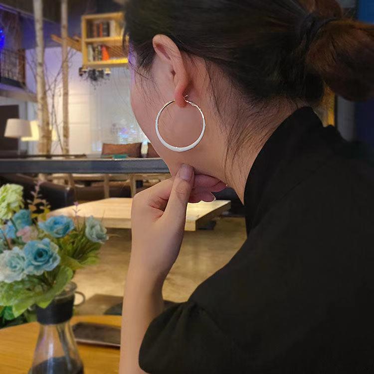 925 Silbernadel Tropfenglasur Große Creolen, Hochwertiger Französischer Stil