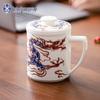 Su Shi Ceramic Dragon Pattern Office Tea Cup with Lid