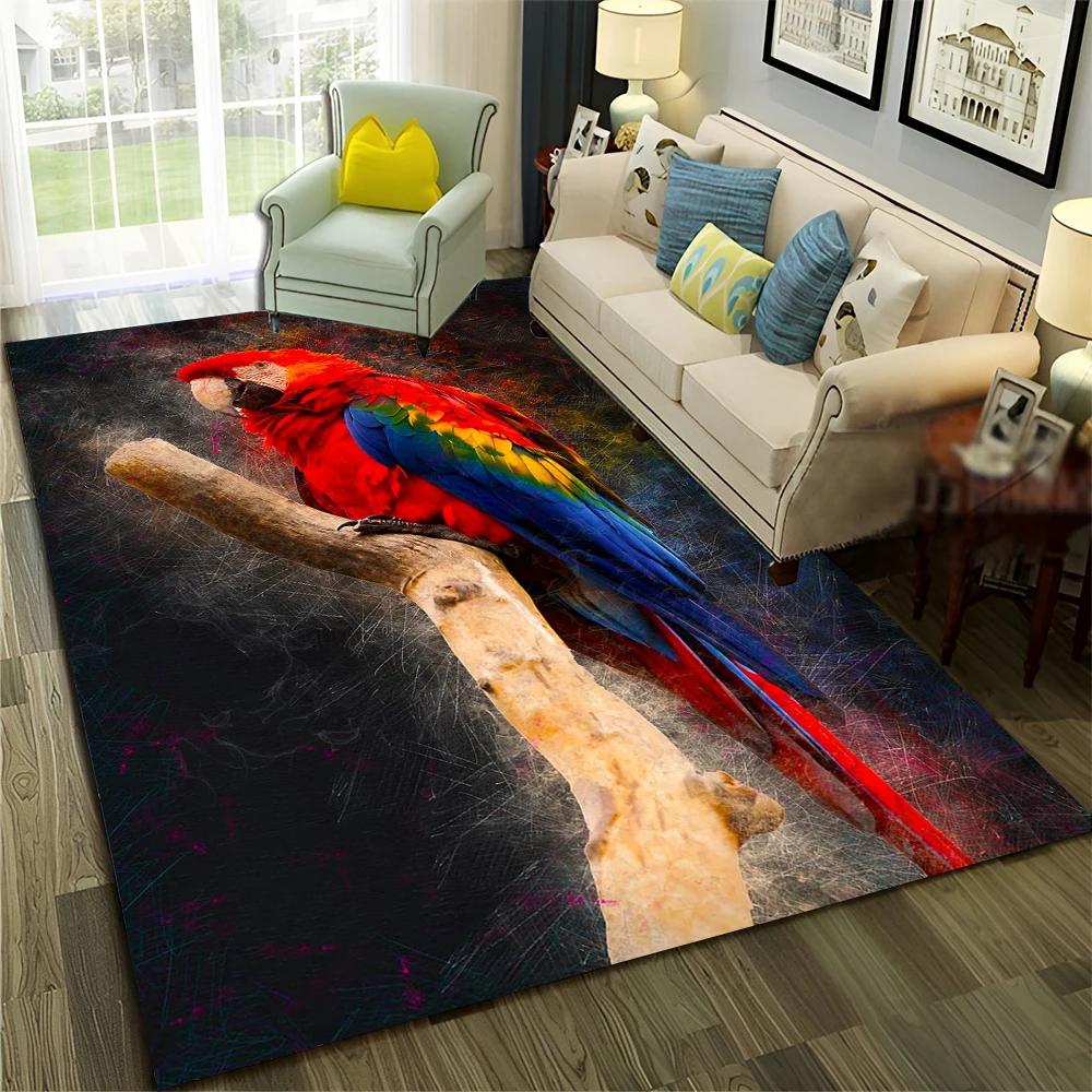

3D Colorful Macaws Parrot Birds Carpet Rug for Home Living Room Bedroom Sofa Doormat Decor,kids Play Area Rug Non-slip Floor Mat 40x60cm