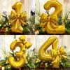 2pcs/set 32inch Gold Bowknot Number Foil Balloons Wedding Birthday Party Decoration Anniversary Decor Photo Props Party Supplies