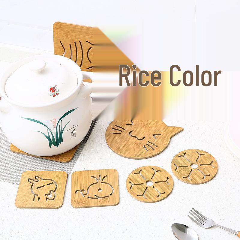 Cartoon Wooden Coaster - Heat-Resistant, Anti-Slip Pad for Kitchen and Table Use