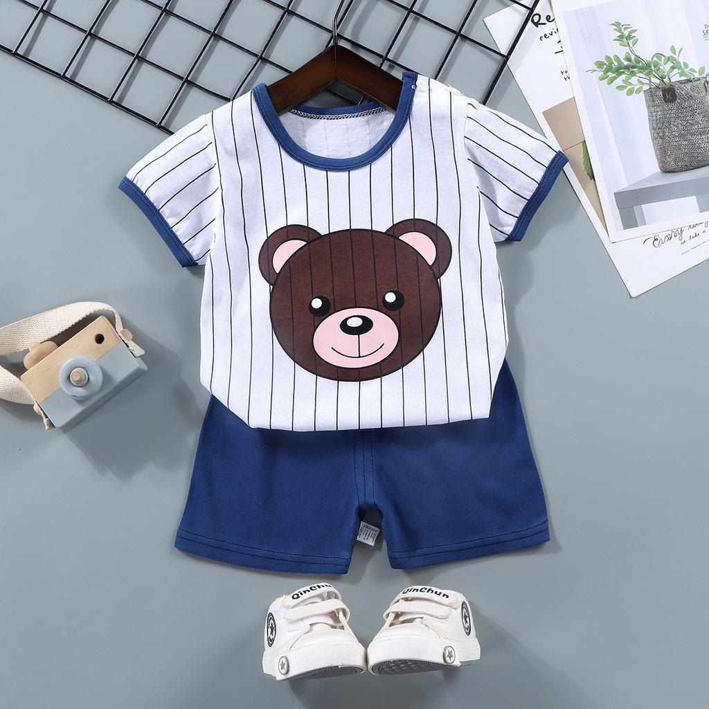 Childrens Short-Sleeve Sets Cotton Boys T-Shirts Baby Summer Clothing Girls Shorts Infant Clothing Summer Clothing