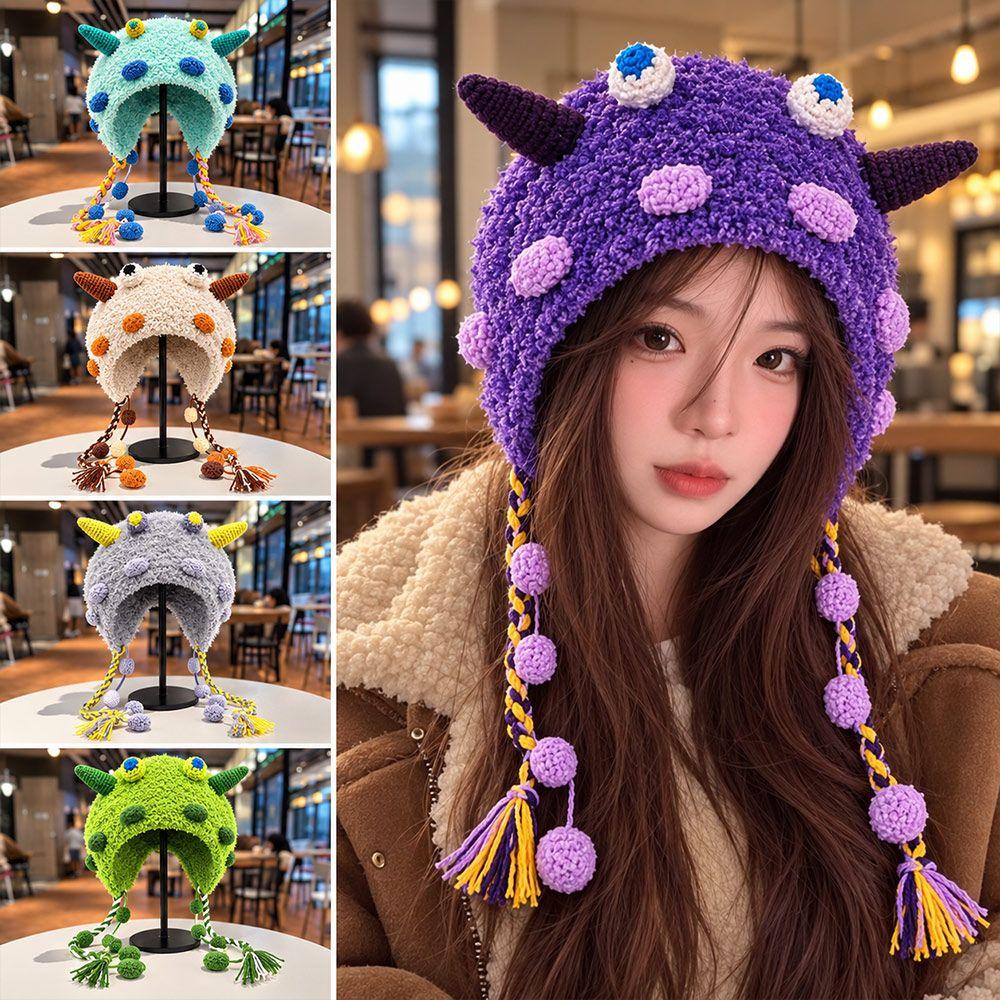 Ear Protection Plush Knitted Hat Windproof Beanies Hat Versatile Pullover Caps Autumn Winter