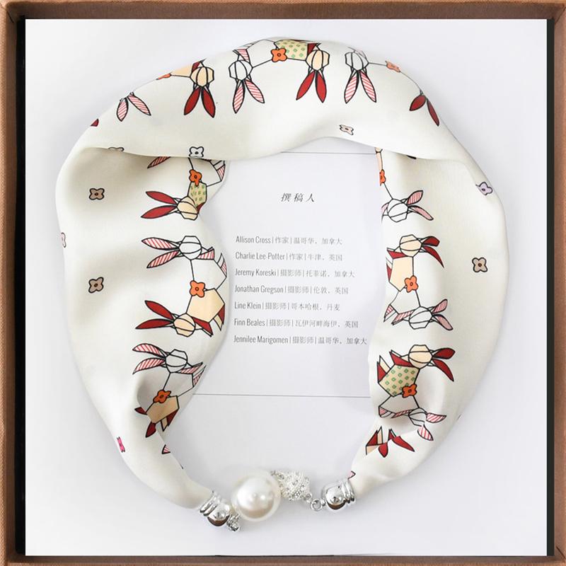 1pc Neckerchief Women Necklace Scarf Hand Wrist Magnetic Button Bag Scarves Scarves Print