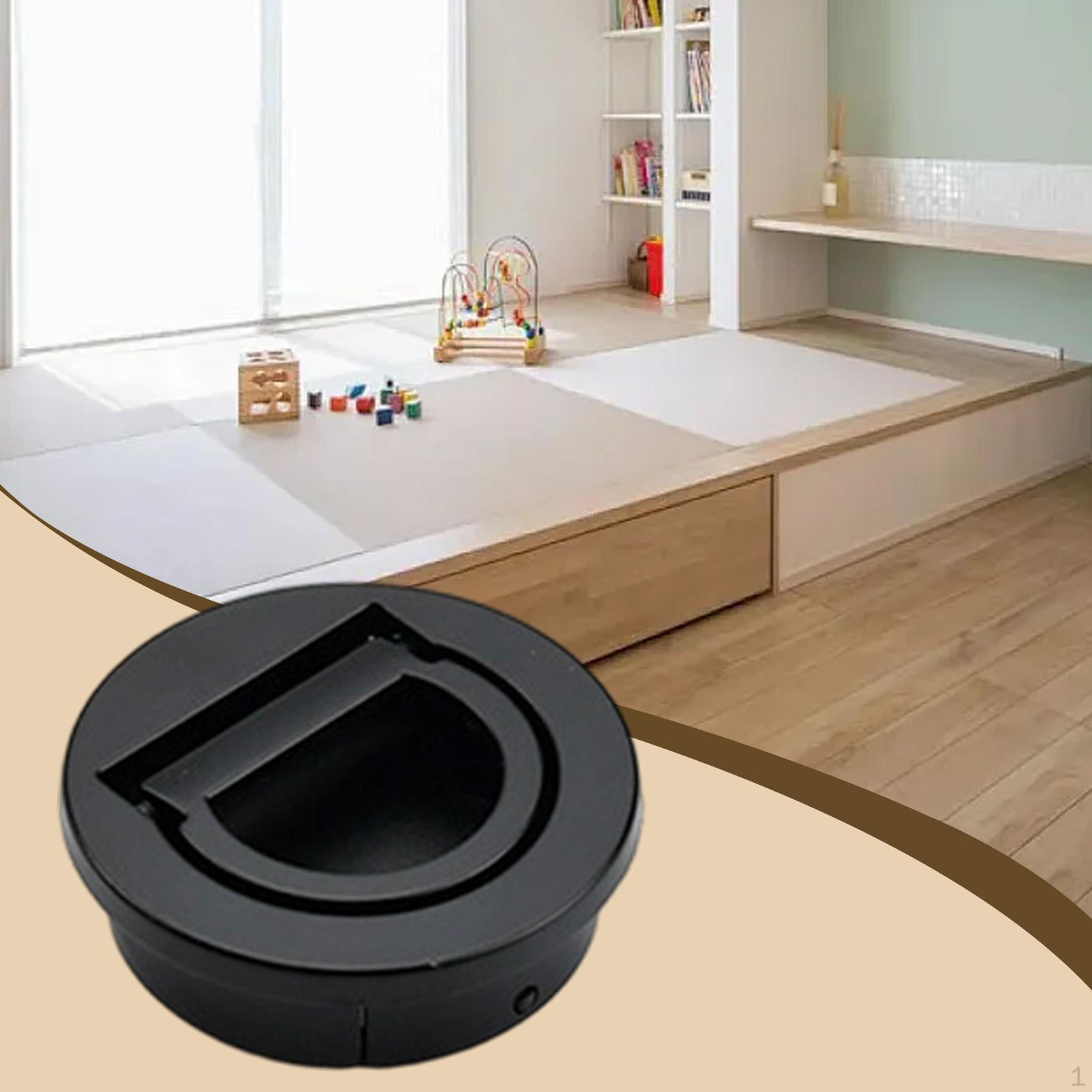 

Pull Handle Easy Installation, Round, Zinc Alloy, 40mm Flush Latch Versatile for Locker Sliding Black