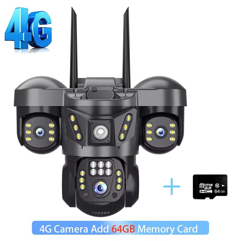 LS VISION 12MP Tříobjektivová 4G SIM IP kamera Venkovní Detekce osob WiFi Dohledové kamery 6K Bezpečnostní ochrana Video monitor V380 Pro
