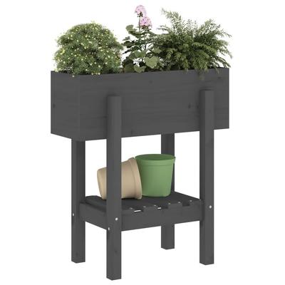 Planter Box Gray 62 X 30 X 69 Cm Solid Pine Wood