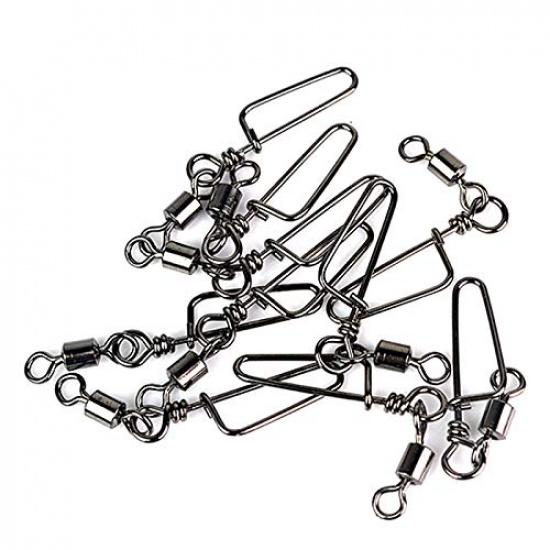 100pcs High-Strength Coastlock Swivels 145LP Ball Bearing Fishing Snaps and Swivels Fishing Rolling Swivel Coastlock Snap Duck Decoy Rig Snap Swivels