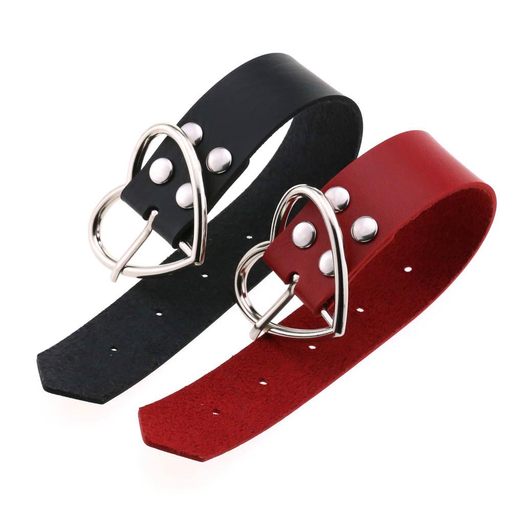 Black Leather Heart Bracelet for Women Goth Cuff Bracelet Gothic Rivet Buckle Wristband Vintage Rock Accessories