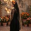 Integrated Headband Gothic Style Hair Hoop Hollow See-Through Lace with Simulated Flowers