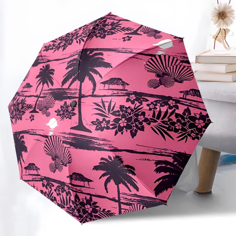 

1pc Tropical Sunset Automatic Open/Close Umbrella - Compact Travel Umbrella, Gift for Birthday, Holiday yy260106074