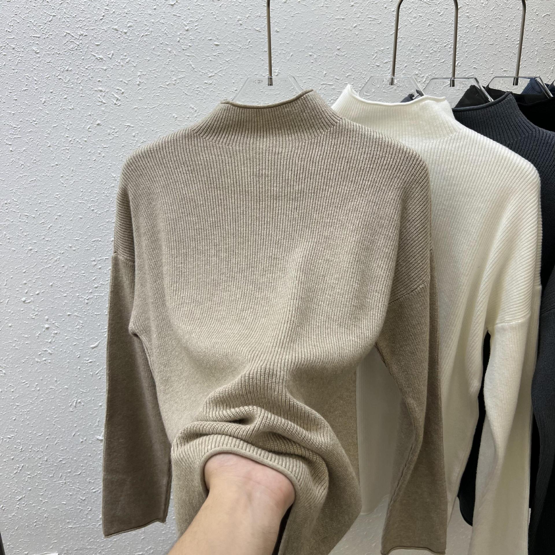 

Осенне-зимняя женская нижняя рубашка, пуловер с полувысоким воротником, свитер, однотонный мягкий чехол Yangqi, вязаная нижняя рубашка с мясом, Top Tide One Size