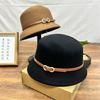 Wool Autumn and Winter Belt Buckle Wide Brim British Retro Fashion Flat Top Top Hat Hat Woolen Versatile Jazz