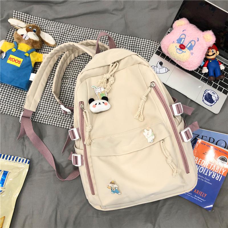 Korean Style Harajuku Backpack for Girls - Large Capacity, Solid Color, Perfect for High School & Junior Students.