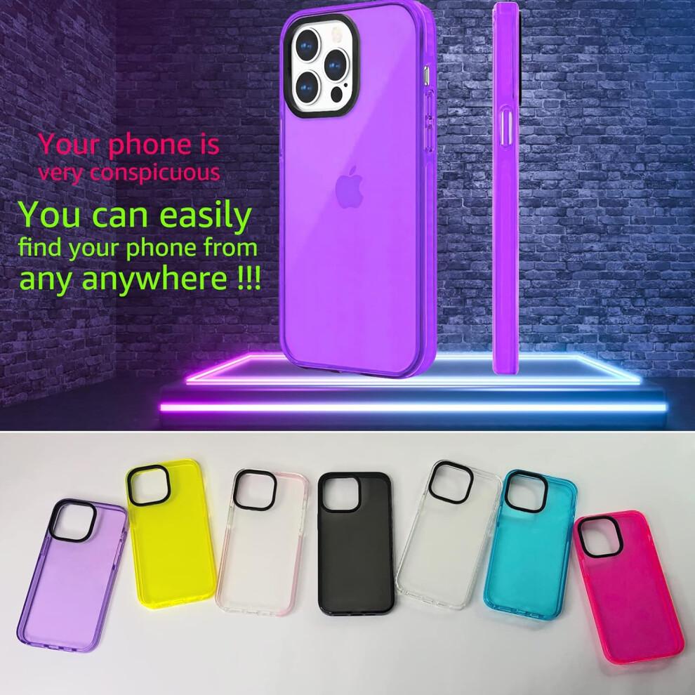 iPhone 14 Pro, Cute Retro Vibrant Design Phone Cases for Women,Camera Protector Cover Soft Silicone Shockproof Protective Case Neon Purple