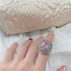 Luxury Cherry Blossom Pink Diamond Ring: Adjustable, Elegant Niche Style for Women