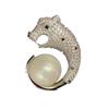 Luxury Copper Zircon Pearl Cheetah Brooch for Men and Women - Elegant Accessory for Suits and Shirts