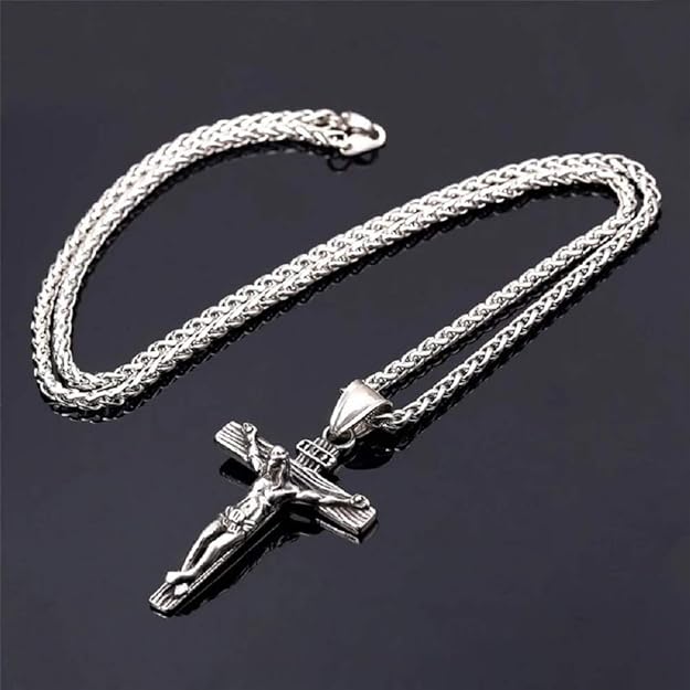 @Collier Pendentif Croix Plaqué Argent Acier UKD715 80% de réduction