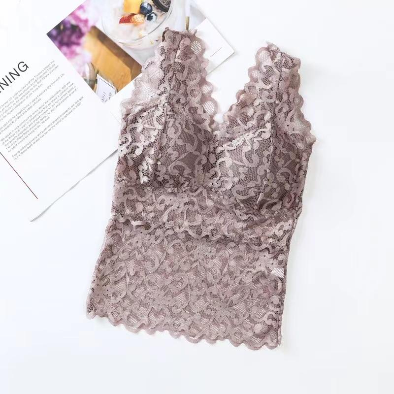 Fashion Bottoming Underwear Thin Backless Sling Hollow Out Lace V-neck Vest Top Sleeveless Bra Vest Inside Wear
