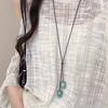 Summer Green Smudge Pendant Long Necklace Rope Women's Retro Decorative Sweater Chain Niche Neck Necklace