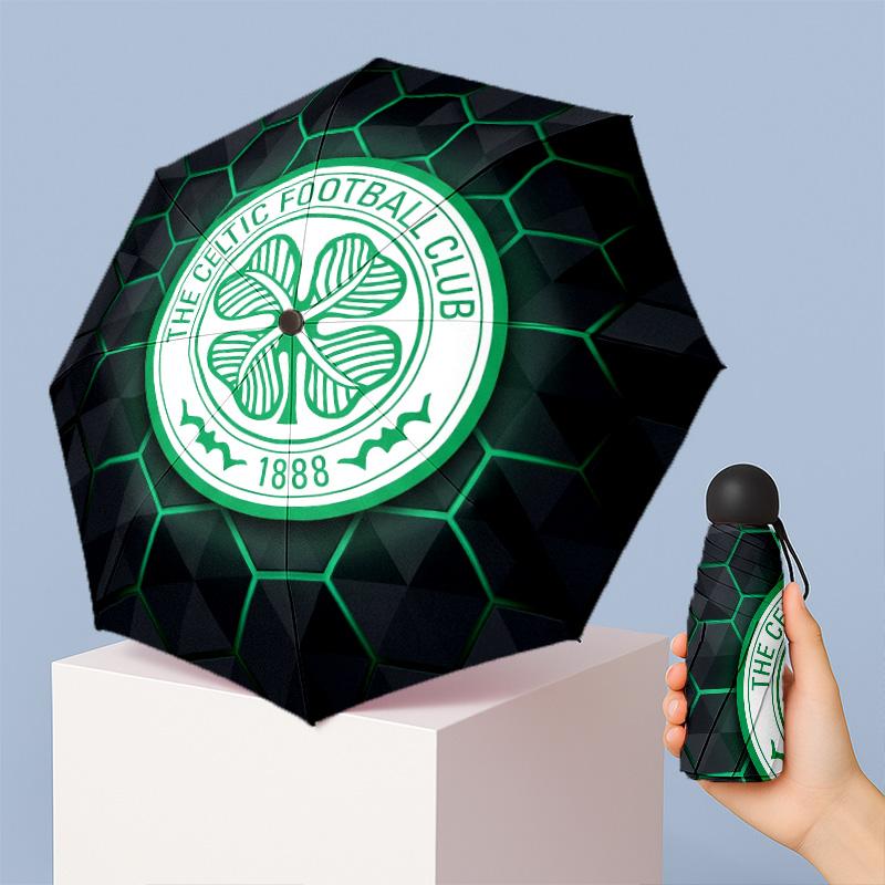 Celtic FC Mini 5 Fold Pocket Umbrella Compact Lightweight Anti UV Rain Sun Protection Umbrella Portable Travel Umbrella