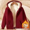 Men's Velvet-Lined Lambswool Hoodie - Warm, Loose, Casual Autumn/Winter Jacket