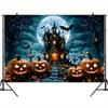 1pcs Decorative Arts Halloween Background Curtains - Ghost Night Burger Pumpkin Lantern Pumpkin Wall Hanging