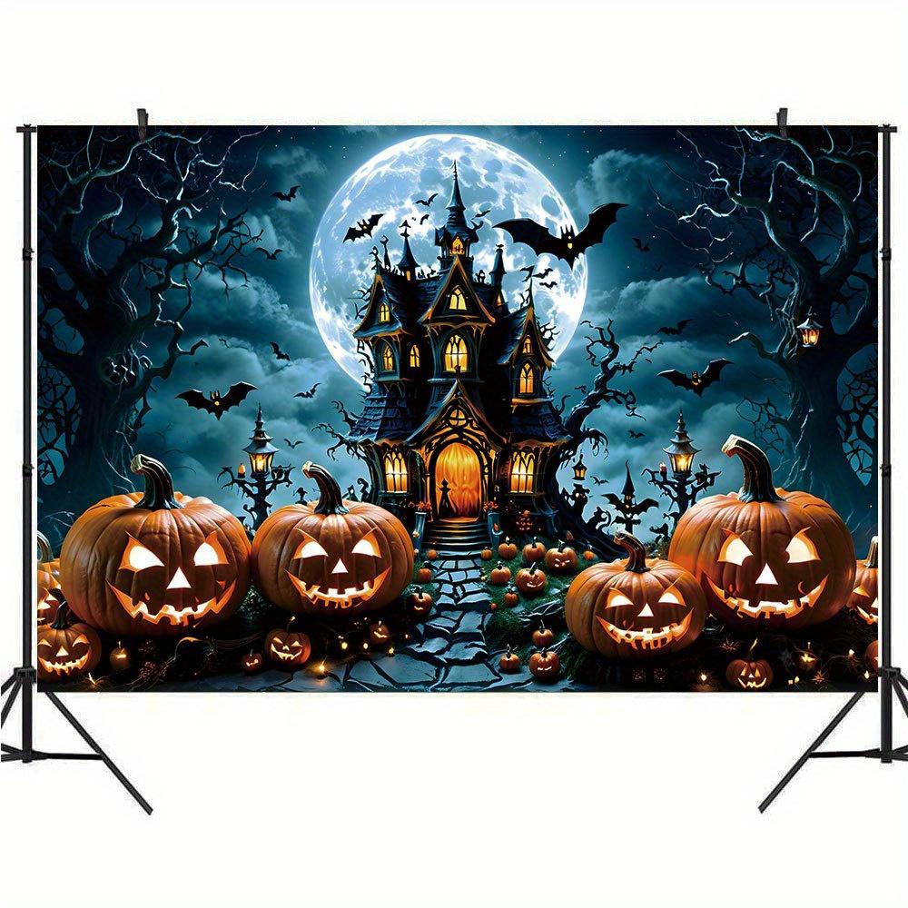 1pcs Decorative Arts Halloween Background Curtains - Ghost Night Burger Pumpkin Lantern Pumpkin Wall Hanging