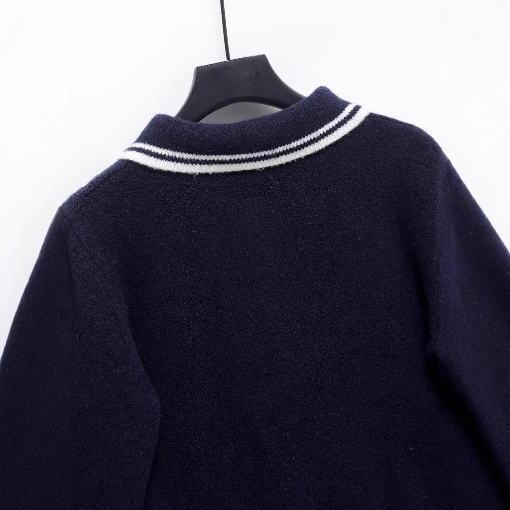 2024 Autumn/Winter Women's Fashion: European & American Style Polo Collar Knitted Sweater