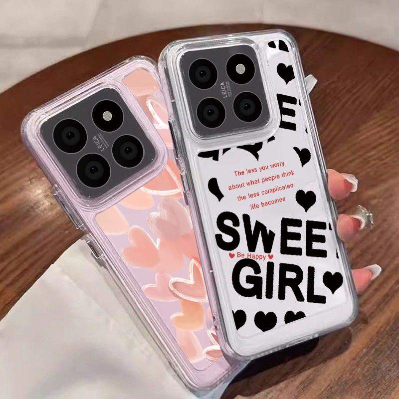 Pro Xiaomi 13t 11t Poco F6 X6 X5 Pro Redmi Note 13 12 11 10 Pro Shockproof Love Hearts Butterfly Soft silikonová ochrana objektivu Transparentní tenký kryt