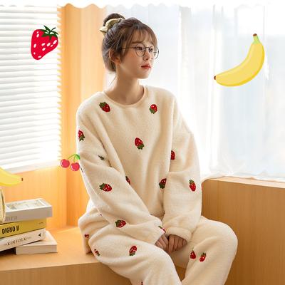 Winter Pajama Women Japanese Korean Version Sweet New Coral Velvet Thick Warm Flannel Women's Homewear Set