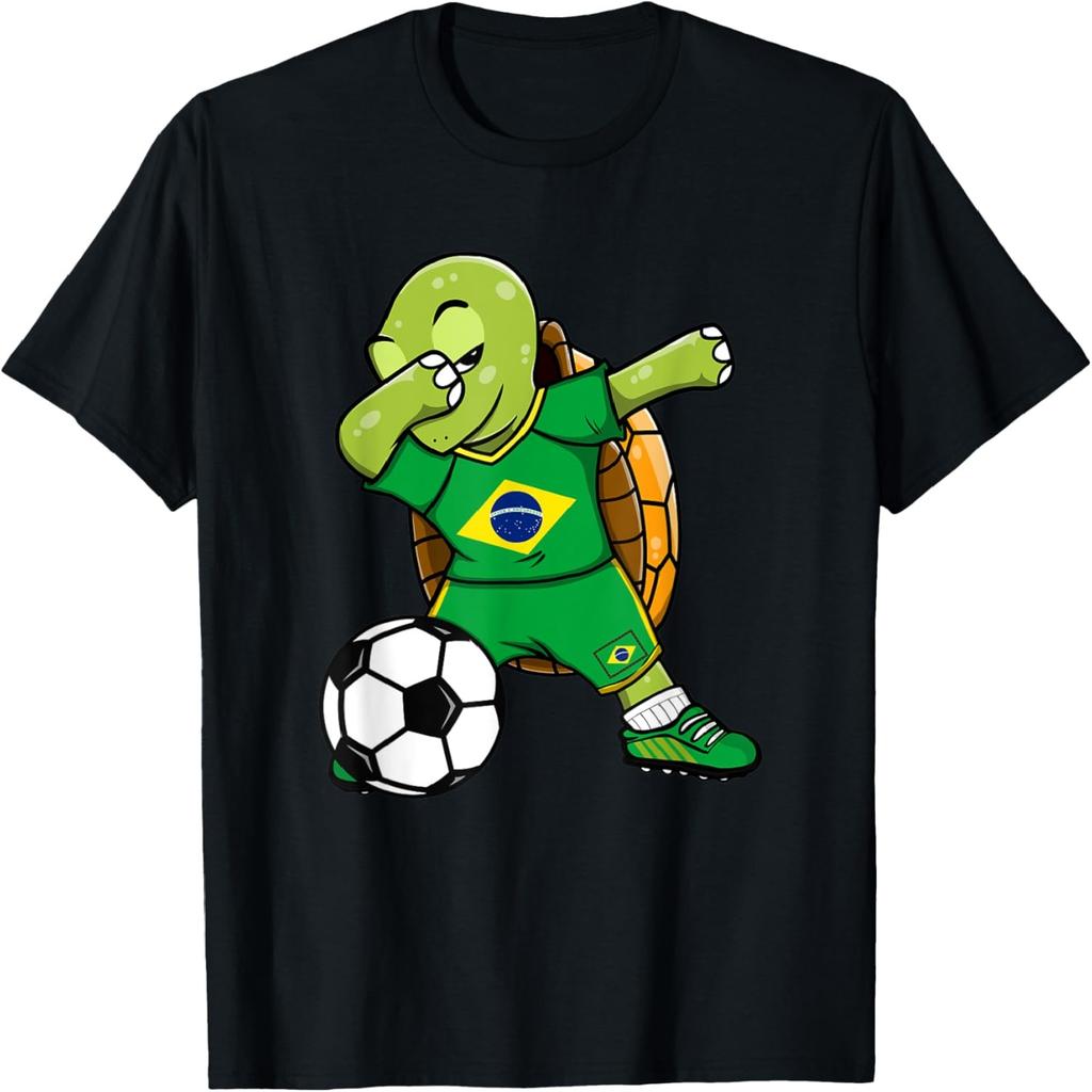 Dabbing Turtle Brazil Soccer Fans Jersey Brazilian Football T-Shirt