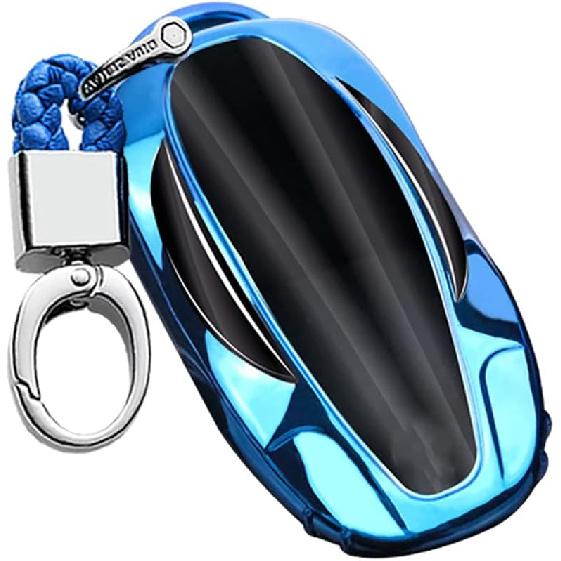 

SANRILY Full Protection Keyless fit for Tesla Key Fob Cover fit for Model 3 fit for Model Y fit for Model X fit for Model S Plating TPU Key Fob Case синий