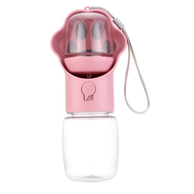 Portable Dog Cat Water Bottle with Attached Food Dispenser Perfect for Busy Pet Parents